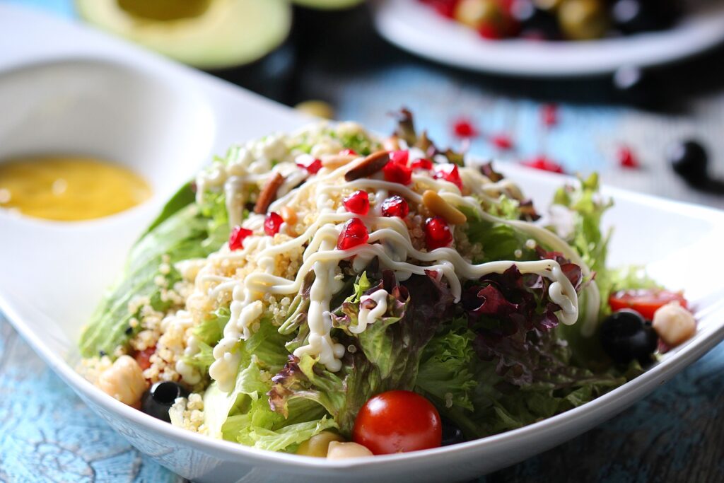 Mediterranean Quinoa Salad, Buddha Bowl, or Hummus Quinoa Bowl
